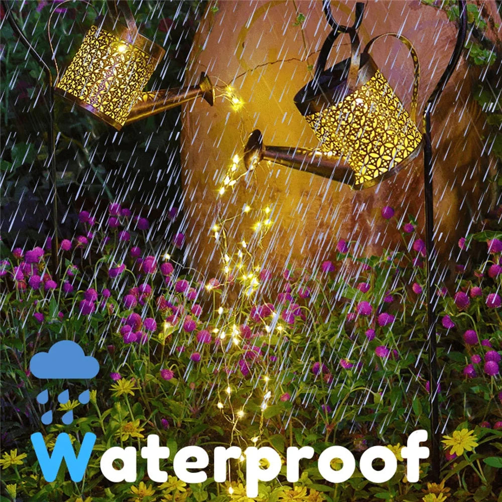 Solar Watering Can Light – Hanging LED Waterfall Lamp for Outdoor Garden & Yard Decor