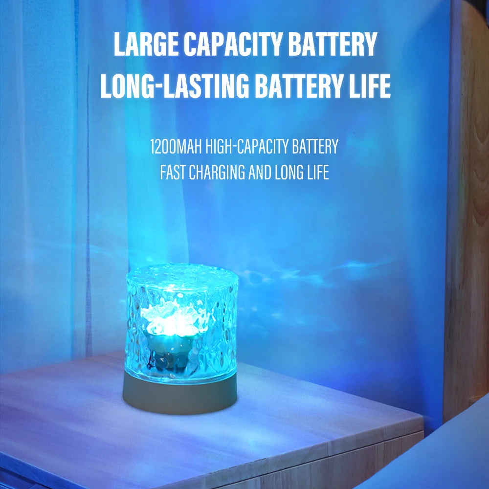 LED Water Ripple Ambiance Night Light RGB Rotating Projection Lamp For Bedroom & Game Room