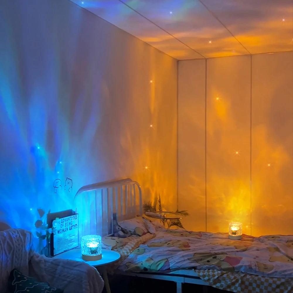 LED Water Ripple Ambiance Night Light RGB Rotating Projection Lamp For Bedroom & Game Room