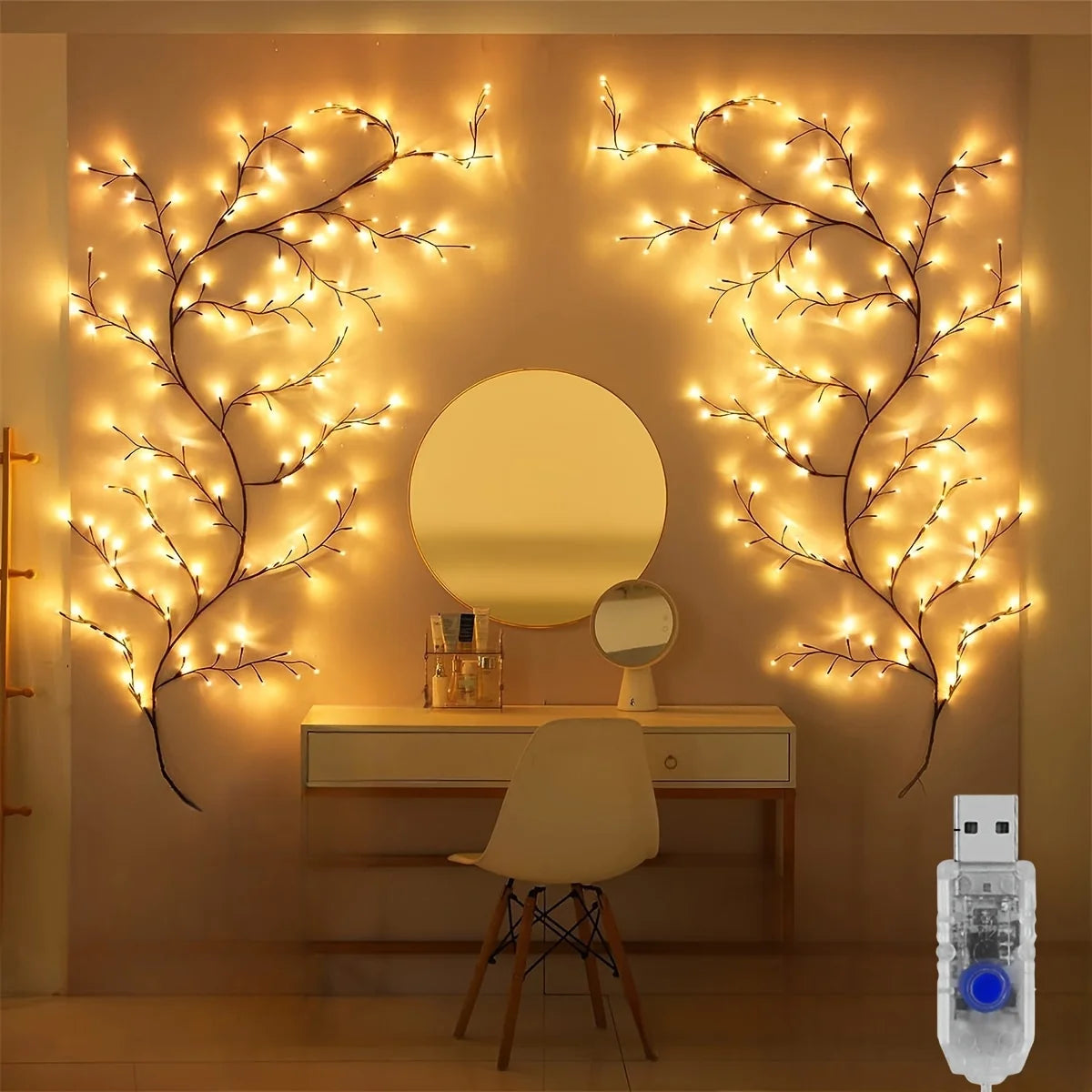96-LED Bendable Willow Vine Light – Rattan Decor For Indoor & Outdoor