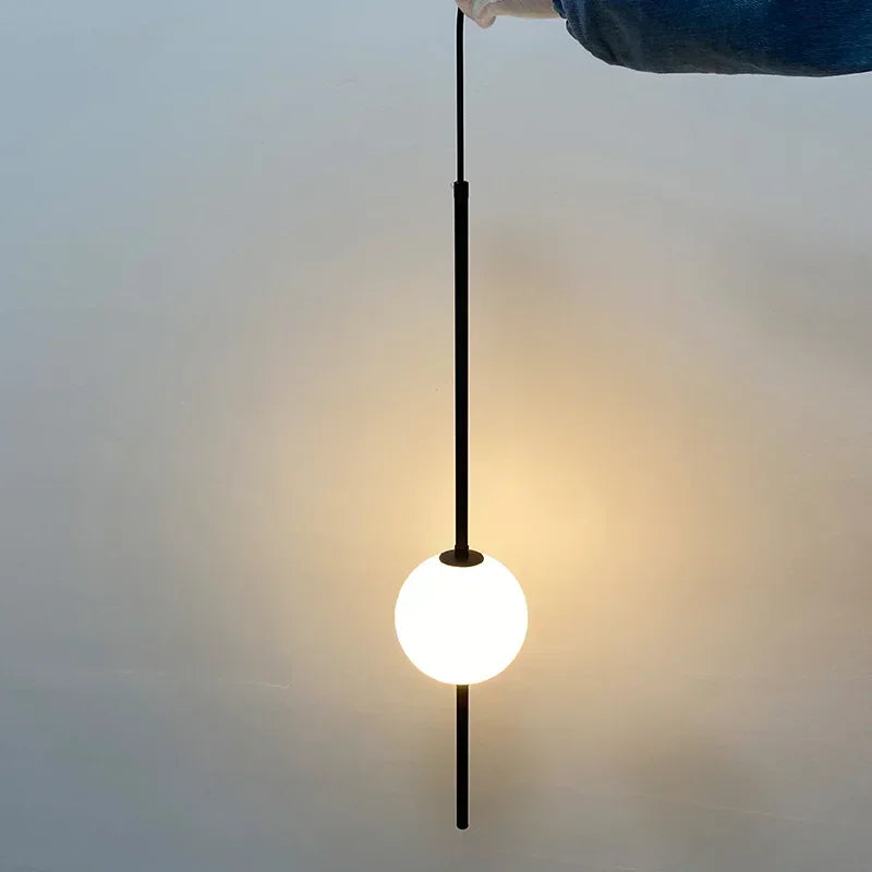 Nordic Simple Glass Ball Pendant Lights - Modern LED Hanging Lamp for Dining Room, Bedroom, and Home Decor