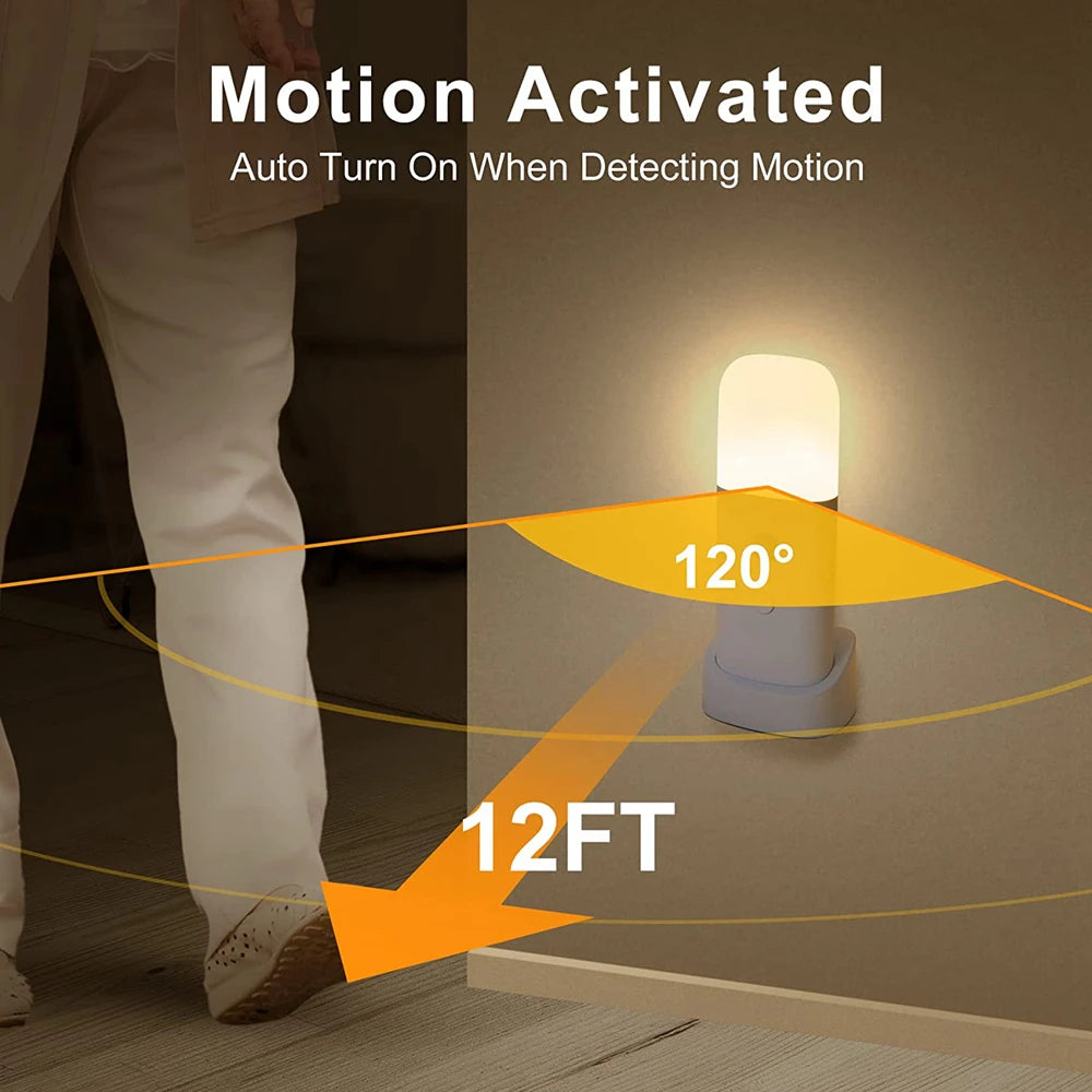 Rechargeable LED Motion Sensor Night Light – USB Powered, Dimmable & Portable Bedside Lamp