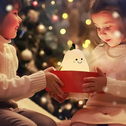 Cute Pear-Shaped Silicone Night Light – 7-Colour USB Lamp for Kids