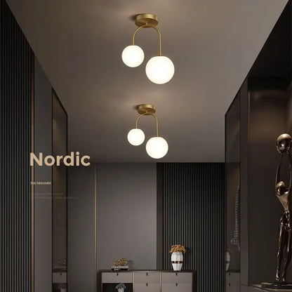 Nordic Glass Ball LED Ceiling Light - Modern Indoor Lighting for Hallways, Bedrooms, and Home Decor