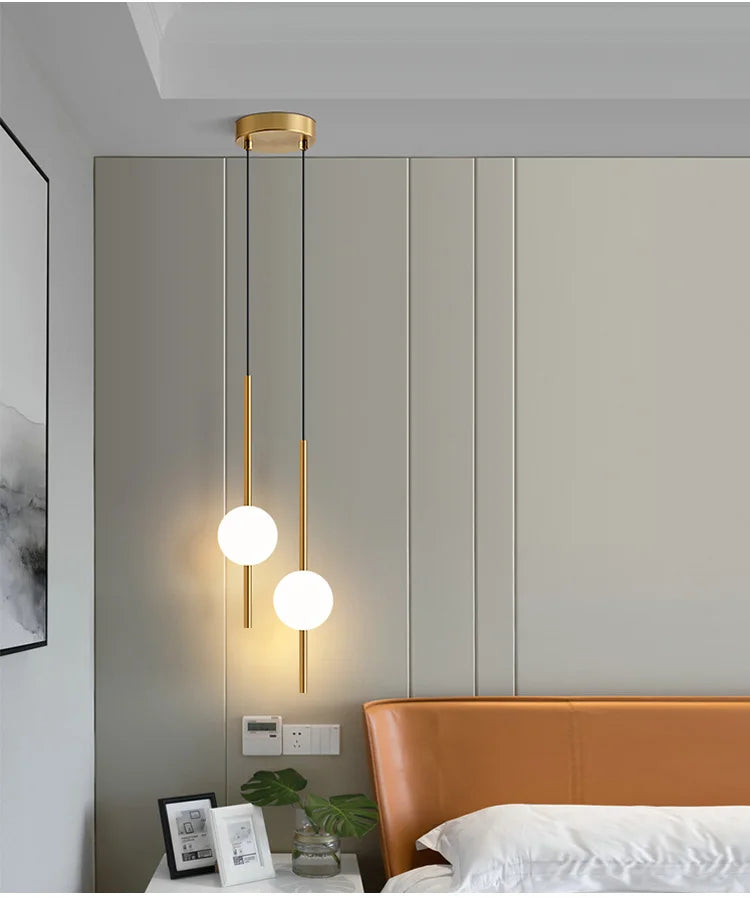 Nordic Simple Glass Ball Pendant Lights - Modern LED Hanging Lamp for Dining Room, Bedroom, and Home Decor