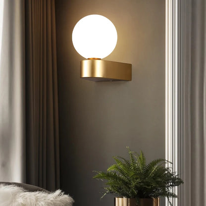 Indoor Glass Ball LED Wall Lamp – Modern Black & Gold Wall Sconce with G9 9W Bulb