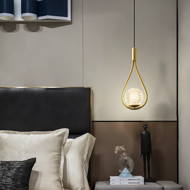 Indoor LED Pendant Lamp - Nordic Frosted Glass Ball Chandelier for Bedroom and Living Room