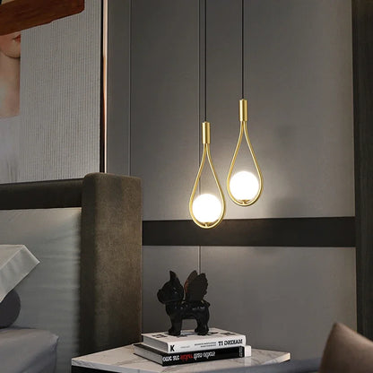 Indoor LED Pendant Lamp - Nordic Frosted Glass Ball Chandelier for Bedroom and Living Room