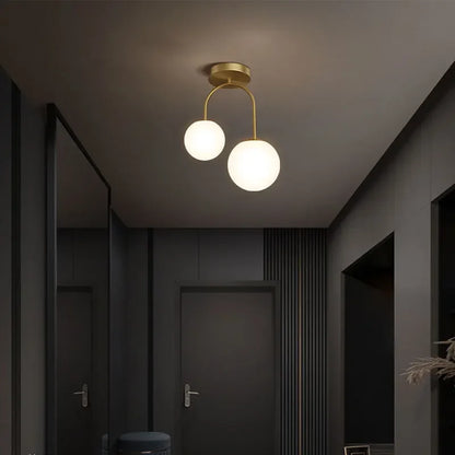 Nordic Glass Ball LED Ceiling Light - Modern Indoor Lighting for Hallways, Bedrooms, and Home Decor