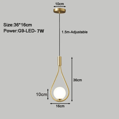 Indoor LED Pendant Lamp - Nordic Frosted Glass Ball Chandelier for Bedroom and Living Room