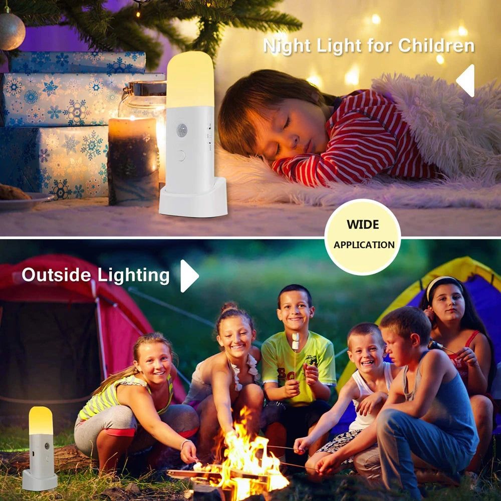 Rechargeable LED Motion Sensor Night Light – USB Powered, Dimmable & Portable Bedside Lamp
