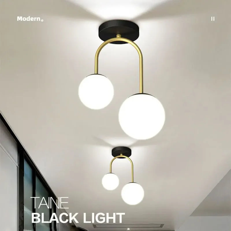 Nordic Glass Ball LED Ceiling Light - Modern Indoor Lighting for Hallways, Bedrooms, and Home Decor