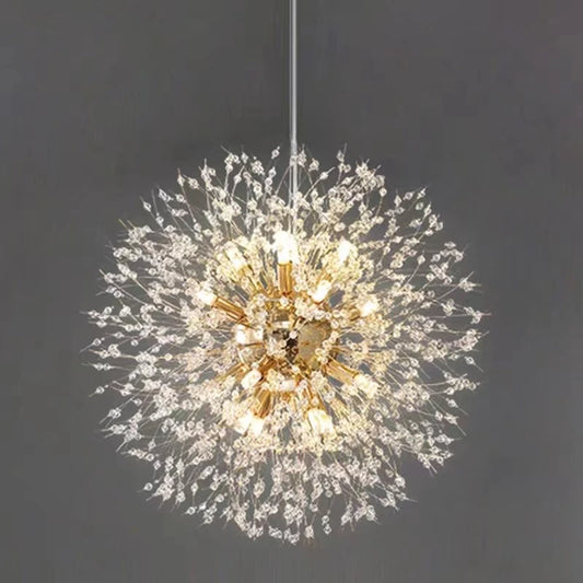 Unique Modern Sky Star Fireball Crystal Pendant - Dandelion LED Art Light