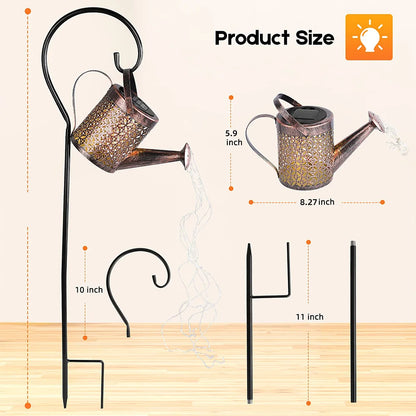 Solar Watering Can Light – Hanging LED Waterfall Lamp for Outdoor Garden & Yard Decor