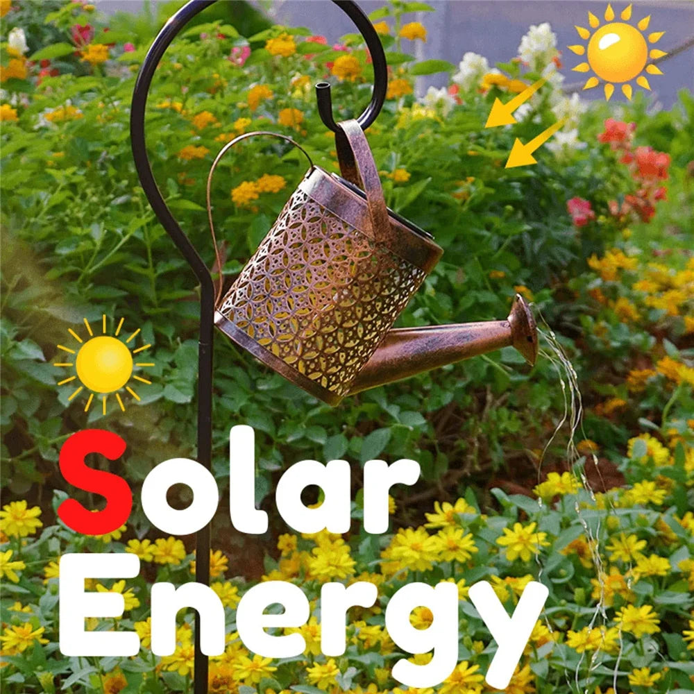 Solar Watering Can Light – Hanging LED Waterfall Lamp for Outdoor Garden & Yard Decor