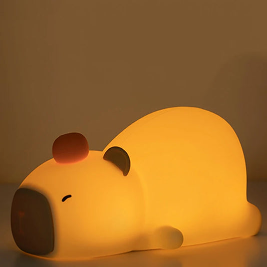 Cute Capybara Silicone LED Night Light – Rechargeable Lamp for Kids