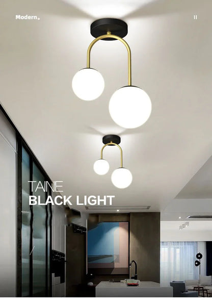 Nordic Glass Ball LED Ceiling Light - Modern Indoor Lighting for Hallways, Bedrooms, and Home Decor