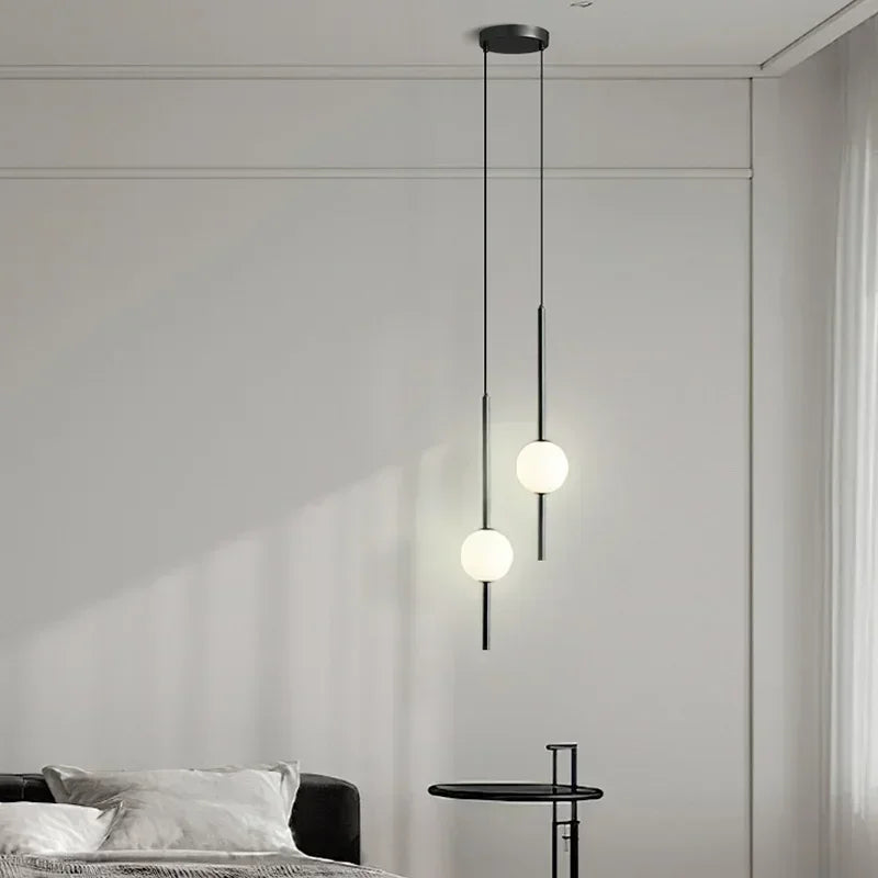 Nordic Simple Glass Ball Pendant Lights - Modern LED Hanging Lamp for Dining Room, Bedroom, and Home Decor